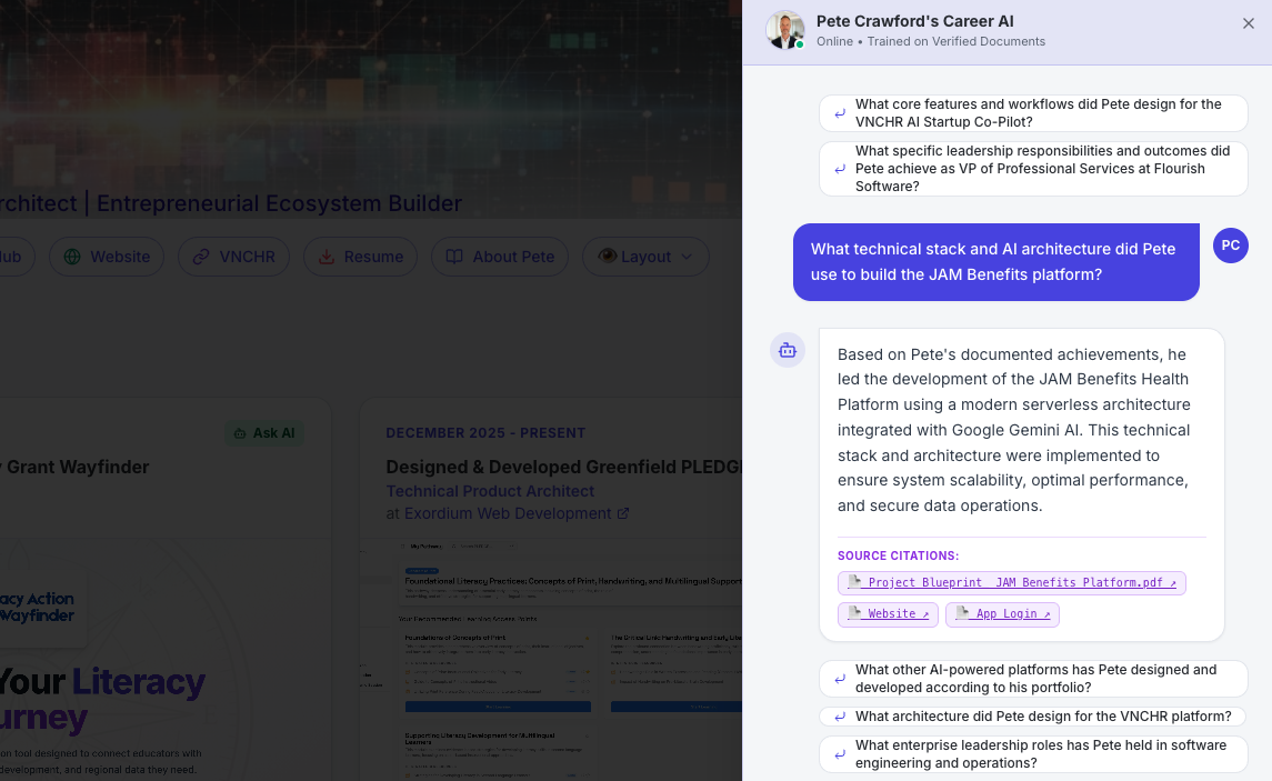 Live Alloquy AI Companion showing exact source citations to attached PDF evidence files